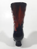 Vintage McMaster Drip Glaze Black and Orange Lava Victorian Style Boot 6" Tall Ornamental Pottery Vase
