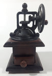 Antique Style Metal Hand Wheel Coffee Grinder Mill with Wood Base