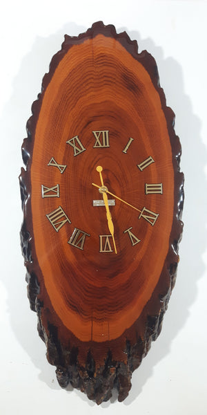Vintage Wiebe Woodcraft MacGregor Manitoba 10" x 24" Lacquered Burl Wood Wall Clock