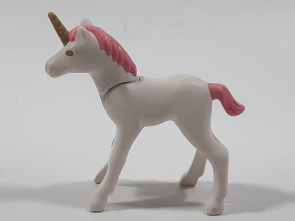 Geobra PlayMobil 2 1/4" Long White and Pink Baby Unicorn Animal Figure