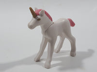 Geobra PlayMobil 2 1/4" Long White and Pink Baby Unicorn Animal Figure