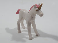 Geobra PlayMobil 2 1/4" Long White and Pink Baby Unicorn Animal Figure