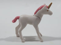 Geobra PlayMobil 2 1/4" Long White and Pink Baby Unicorn Animal Figure