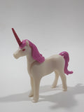 Geobra PlayMobil 4" Long White and Pink Unicorn Animal Figure
