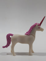 Geobra PlayMobil 4" Long White and Pink Unicorn Animal Figure