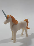 Geobra PlayMobil 4" Long White and Gold Unicorn Animal Figure