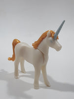 Geobra PlayMobil 4" Long White and Gold Unicorn Animal Figure