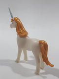 Geobra PlayMobil 4" Long White and Gold Unicorn Animal Figure