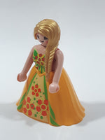 2007 Geobra PlayMobil Sun Fairy Yellow Dress with Green and Orange Flower Pattern 2 7/8" Tall Toy Figure