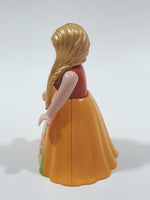 2007 Geobra PlayMobil Sun Fairy Yellow Dress with Green and Orange Flower Pattern 2 7/8" Tall Toy Figure