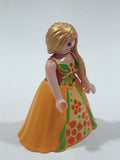 2007 Geobra PlayMobil Sun Fairy Yellow Dress with Green and Orange Flower Pattern 2 7/8" Tall Toy Figure