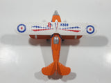 Daron K500 Bi-Plane Airplane Orange and White Pull Back Die Cast Toy Car Vehicle Missing Propeller
