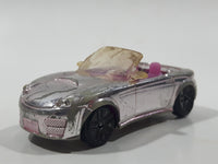 Mattel Polly Pocket Convertible Chrome and Pink Plastic Body Die Cast Toy Car Vehicle L4357 Cracked Windshield