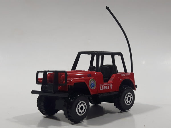 Unknown Brand Fire Dept Emergency Unit Jeep Red Die Cast Toy Car Vehicle