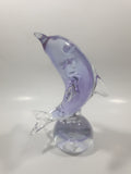 Light Purple Violet Dolphin 7" Tall Wildlife Art Glass Sculpture Paperweight