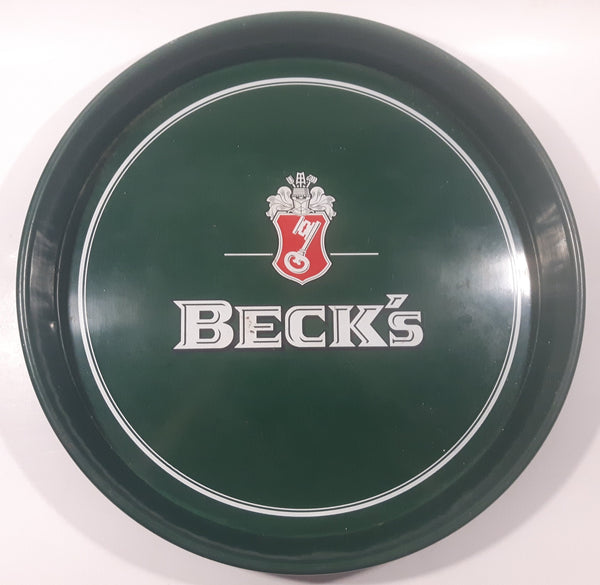Vintage Beck's Beer Green 13" Round Metal Beverage Serving Tray