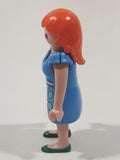 2013 Geobra PlayMobil Blue Dress Red Hair Girl Woman 2 3/4" Tall Toy Figure