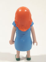 2013 Geobra PlayMobil Blue Dress Red Hair Girl Woman 2 3/4" Tall Toy Figure