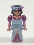 1997 Geobra PlayMobil Princess Pegasus Purple and Light Blue Dress Flower Girl Woman 2 7/8" Tall Toy Figure