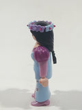 1997 Geobra PlayMobil Princess Pegasus Purple and Light Blue Dress Flower Girl Woman 2 7/8" Tall Toy Figure