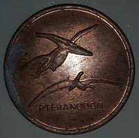 Vintage Dino Coins Pteranodon Copper Metal Token Coin