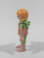 Geobra Playmobil Small Blonde Girl Child Green Pants Strawberry Pink Shirt 2 1/8" Tall Toy Figure