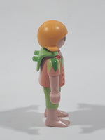 Geobra Playmobil Small Blonde Girl Child Green Pants Strawberry Pink Shirt 2 1/8" Tall Toy Figure