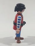 1996 Geobra Playmobil Pirate with Peg Leg Eyepatch Red White and Blue Clothes 2 7/8" Tall Toy Figure