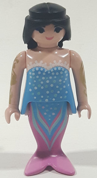 1997 Geobra Playmobil Mermaid in Blue and Pink 2 3/4" Tall Toy Figure