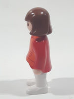 1990 Geobra Playmobil Girl in Red and Orange Top and White Pants 2 3/4" Tall Toy Figure