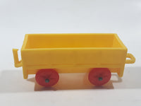 Vintage Yellow Plastic Open Top Train Car with Red Wheels
