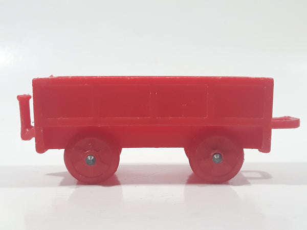 Vintage Red Plastic Open Top Train Car with Red Wheels