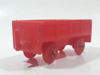 Vintage Red Plastic Open Top Train Car with Red Wheels
