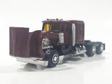 Unknown Brand Semi Tractor Truck Burgundy Die Cast Toy Car Vehicle with Opening Hood