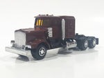 Unknown Brand Semi Tractor Truck Burgundy Die Cast Toy Car Vehicle with Opening Hood