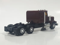 Unknown Brand Semi Tractor Truck Burgundy Die Cast Toy Car Vehicle with Opening Hood