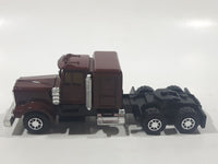 Unknown Brand Semi Tractor Truck Burgundy Die Cast Toy Car Vehicle with Opening Hood