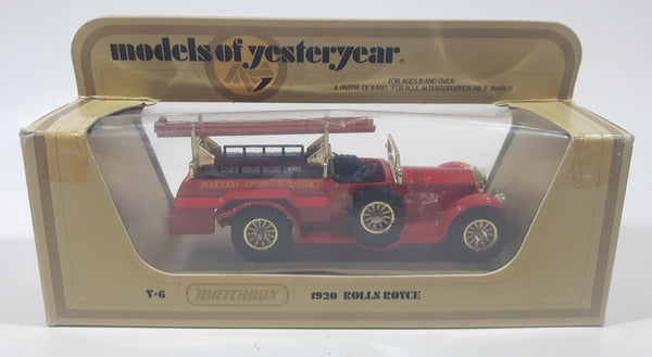Vintage 1978 Matchbox Models of Yesteryear Y-6 1920 Rolls Royce Borough Green and District Fire Engine Truck Red Die Cast Toy Car Vehicle New in Box