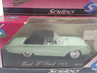 Solido Sixties 4505 1961 Ford Thunderbird Light Green 4 3/4" Long Die Cast Toy Car Vehicle with Opening Hood in Display Case New in Box