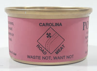 1990 Monty Joynes Boss finder Carolina Road Meat Gag Gift Nostalgic Possum A byproduct of rural Highways 321 and 421 Waste Not Want Not Pink Paper Label Sealed Metal Can Watauga County North Carolina