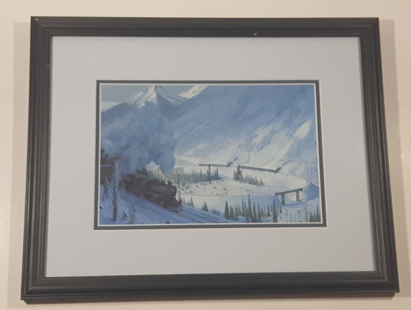 Max Jacquiard "The Loops in Rogers Pass" 3844 Train Steam Engine Locomotive 11 1/4" x 14 1/4" Framed Art Print