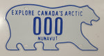 Nunavut Explore Canada's Arctic White with Blue Letters Polar Bear Shaped Sample Vehicle License Plate 000