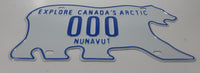 Nunavut Explore Canada's Arctic White with Blue Letters Polar Bear Shaped Sample Vehicle License Plate 000