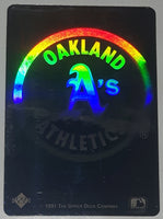 1991 Upper Deck MLB Baseball Oakland Athletics Team Logo Hologram Sticker Trading Card