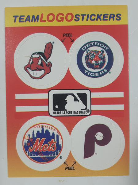 1991 Fleer MLB Baseball Cleveland Indians Detroit Tigers New York Mets Philadelphia Phillies Team Logos Sticker Trading Card
