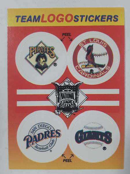 1991 Fleer MLB Baseball Pittsburgh Pirates St. Louis Cardinals San Diego Padres San Francisco Giants Team Logos Sticker Trading Card