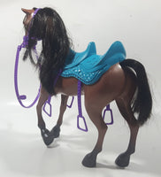 2012 Mattel Barbie and Her Sisters In A Pony Tale Brown Horse with Teal Saddle and Accessories 9 1/4" Tall Toy Horse Figure