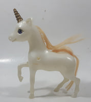 White Unicorn with Gold Horn 6 1/2" Tall Plastic Toy Figure