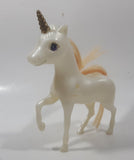 White Unicorn with Gold Horn 6 1/2" Tall Plastic Toy Figure