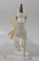 White Unicorn with Gold Horn 6 1/2" Tall Plastic Toy Figure